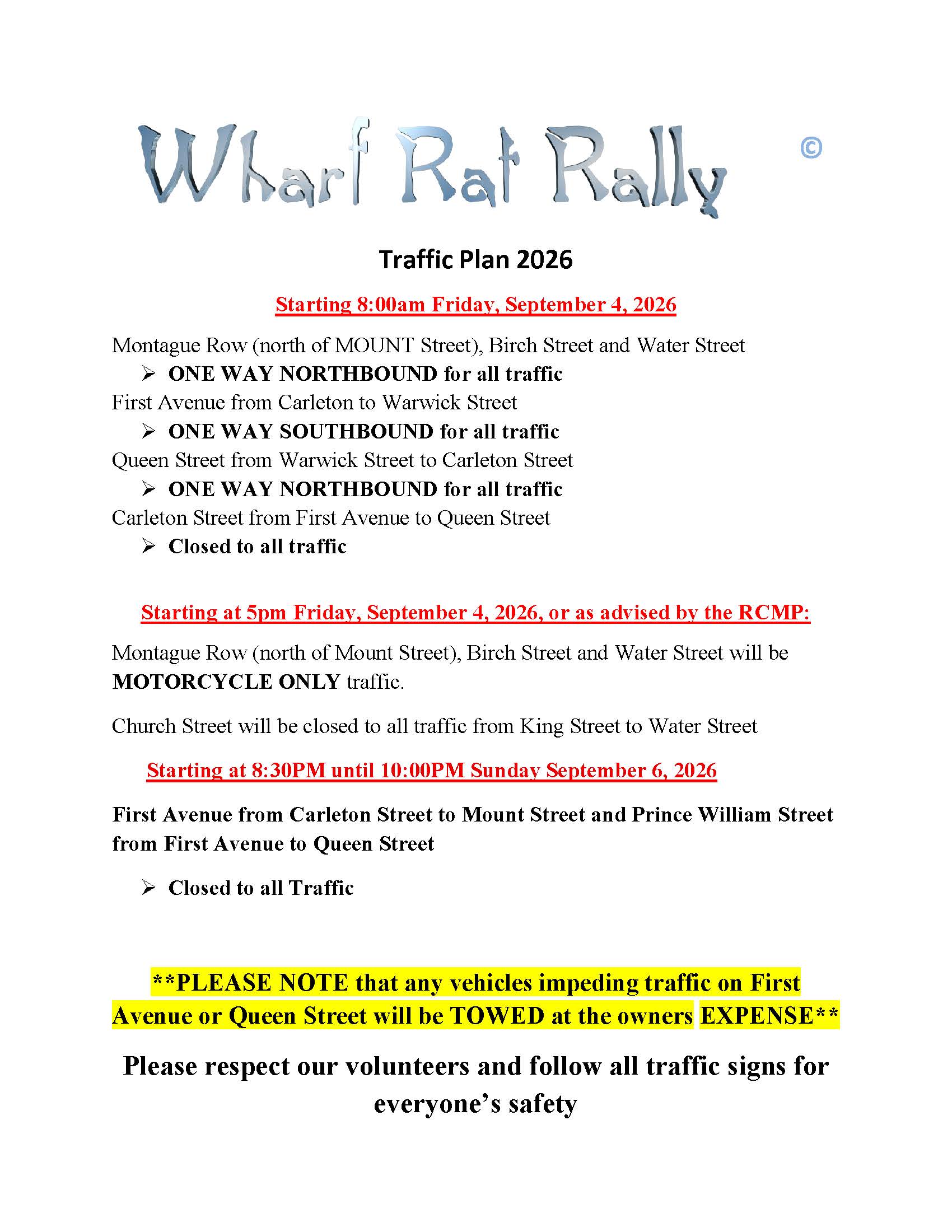 2026 WRR Traffic Plan Poster 8.5x11
